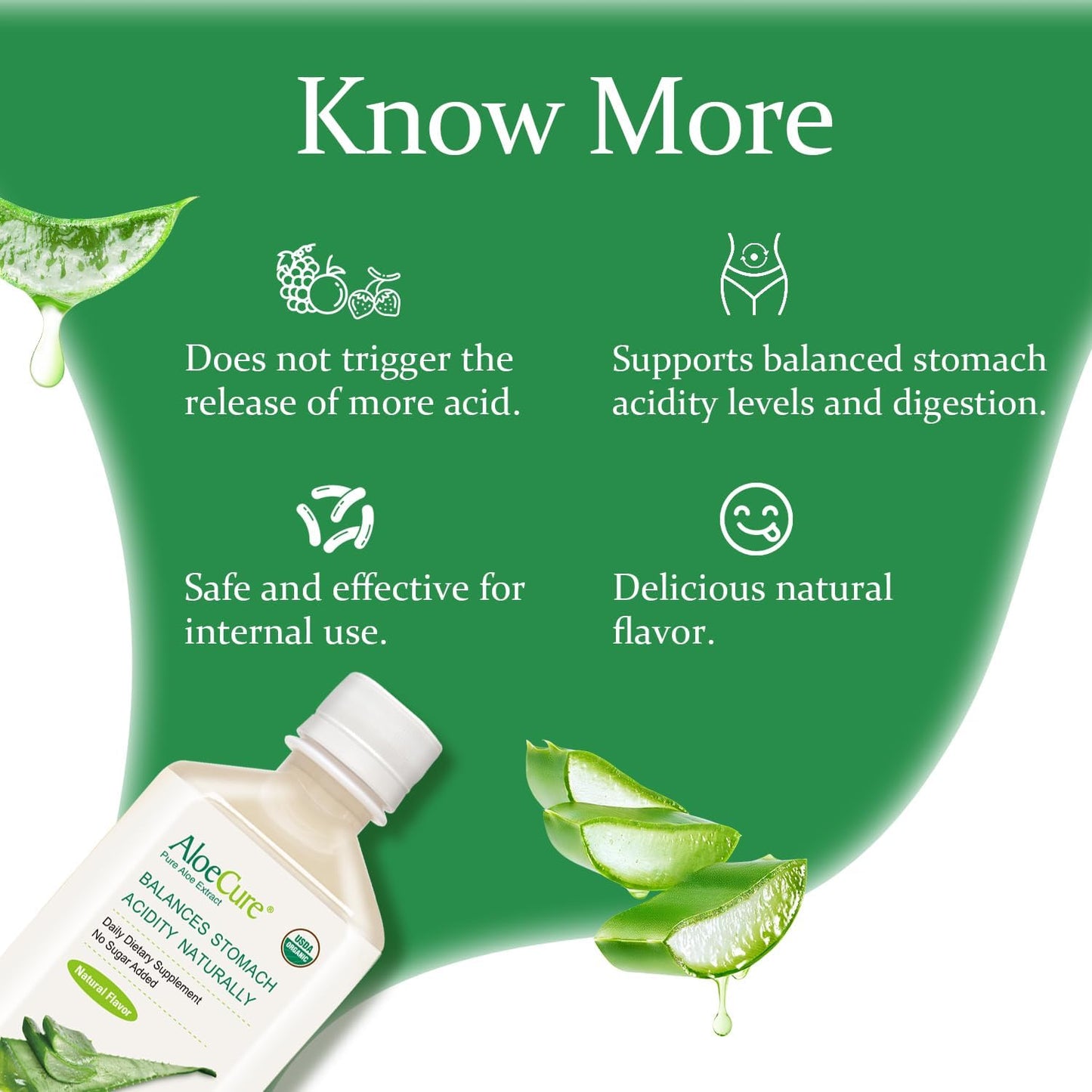 Organic AloeCure Aloe Vera Juice Sample Pack - Lemon & Natural Flavor, 4x500ml Bottles