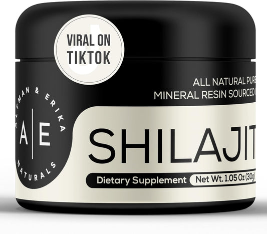 Organic Altman & Erika A&E Naturals Shilajit Resin - Himalayan Premium Grade A Supplement with 85+ Trace Minerals and Fulvic Acid - 83 Servings with Stainless Steel Spoon - for Men and Women