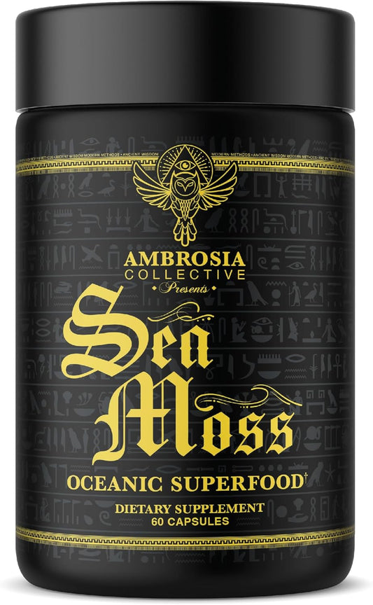 Organic Ambrosia Irish Sea Moss Capsules | 500 mg High Dose | Vegan-Friendly Capsules | Pure Sea Moss