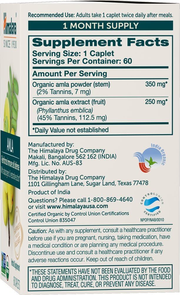 Organic Amla Caplets for Immune Support & Cellular Defense - 120 Caplets, 600 mg - 2 Month Supply - BoostGo Australia