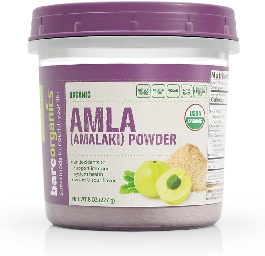 Organic Amla Superfood Powder - Indian Gooseberry Dietary Supplement, 8 Oz