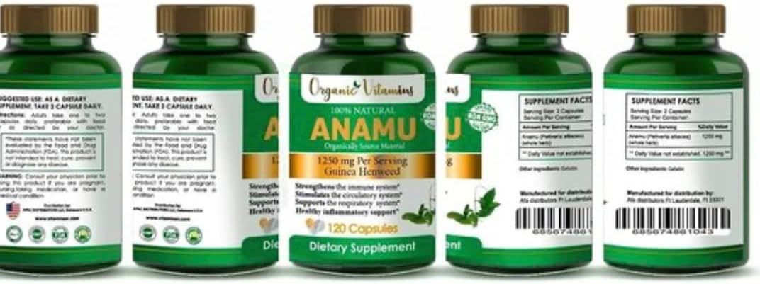 Organic Anamu Vitamins 1250mg - 100% Organically Grown - 120 Capsules - Petiveria Allicea