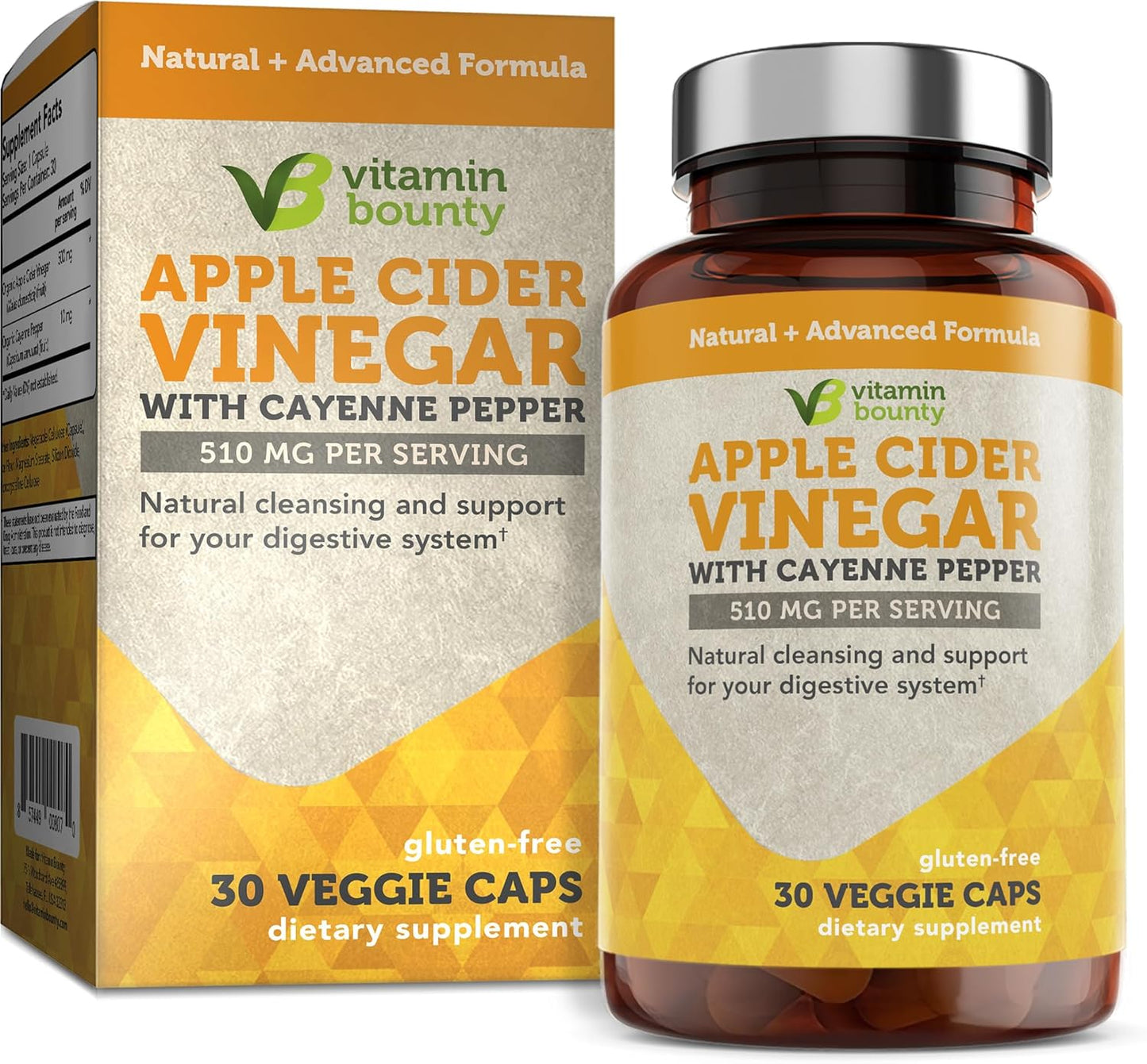 Organic Apple Cider Vinegar Capsules with Cayenne Pepper for Digestive Support - 30 Capsules, 510mg - With Mother - ACV Pills for Gut Health