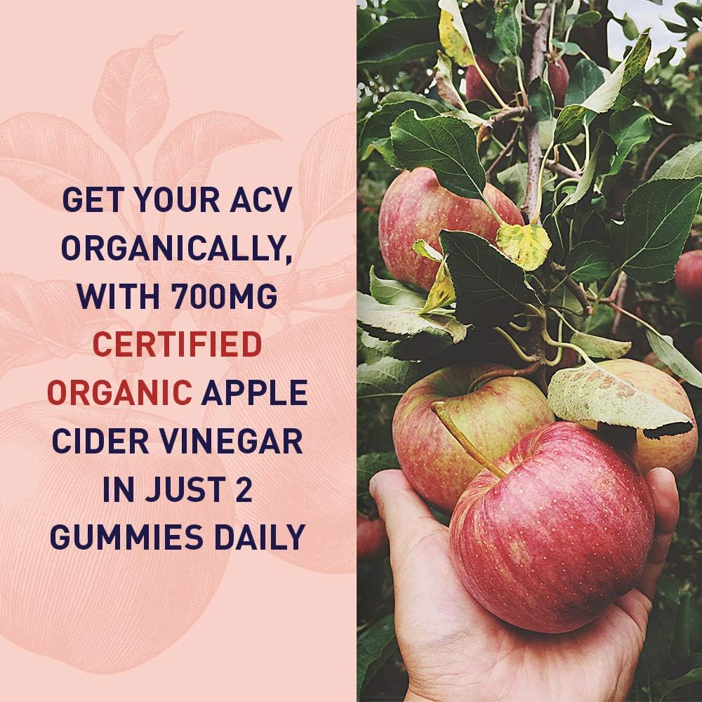 Organic Apple Cider Vinegar Probiotic Gummies with Vitamin B12 - Digestion & Immunity Support - Vegan & Non-GMO - 60 Gummies