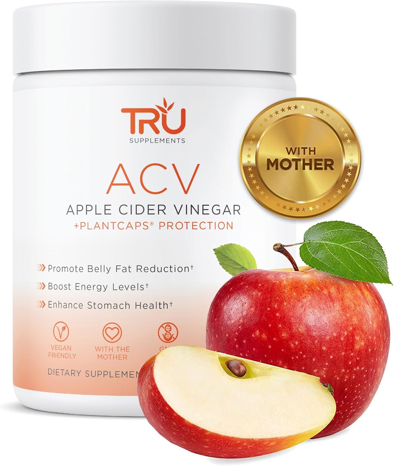 Organic Apple Cider Vinegar with The Mother, 1000mg, 45 Servings, Digestion and Skin Health Boost