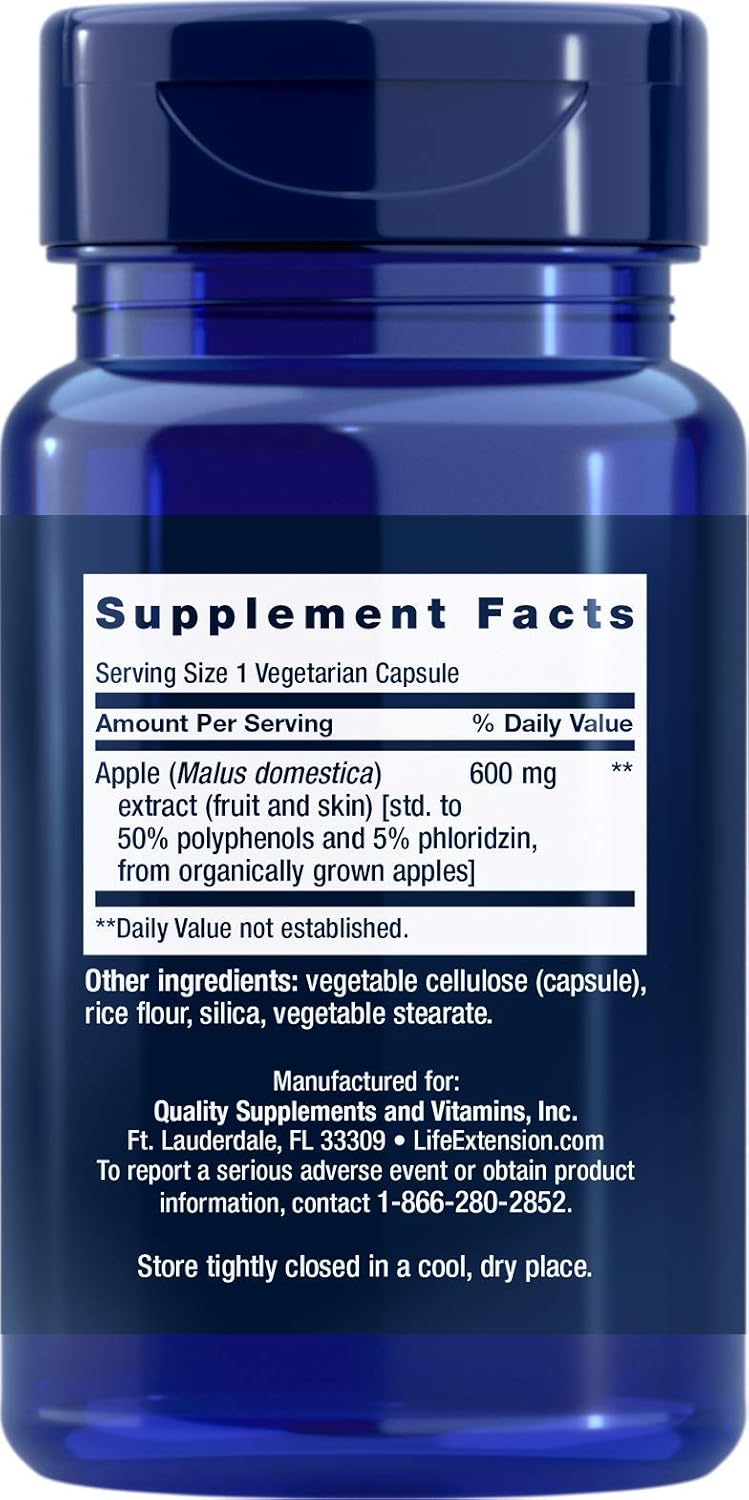 Organic Apple Polyphenols Capsules 600mg - Antioxidant-Rich Supplement for Heart & Colon Health - Non-GMO, Gluten-Free - 30 Veg Caps