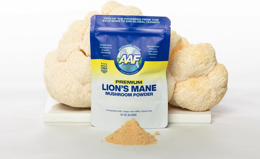 Organic ArchAngel Farms Lion's Mane Mushroom Powder for Memory, Focus, Immune Support - 60g, Non-GMO Supplement with Beta-Glucan for Digestion - 60-Day Supply