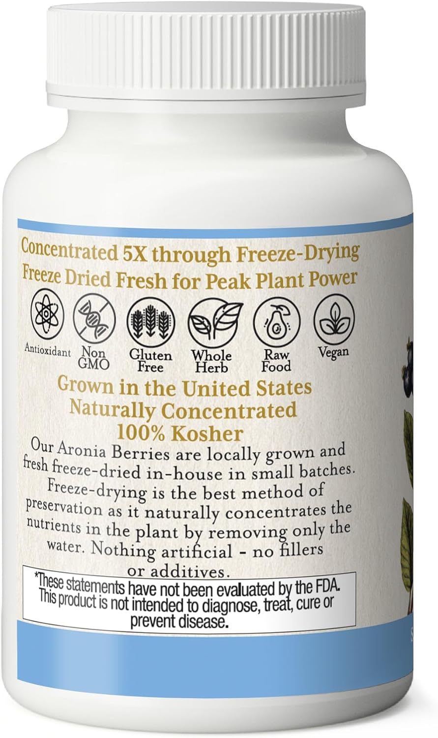 Organic Aronia Berry Capsules - Supports Heart, Immune System, Digestive & Urinary Tract - 90 CT (450 mg)