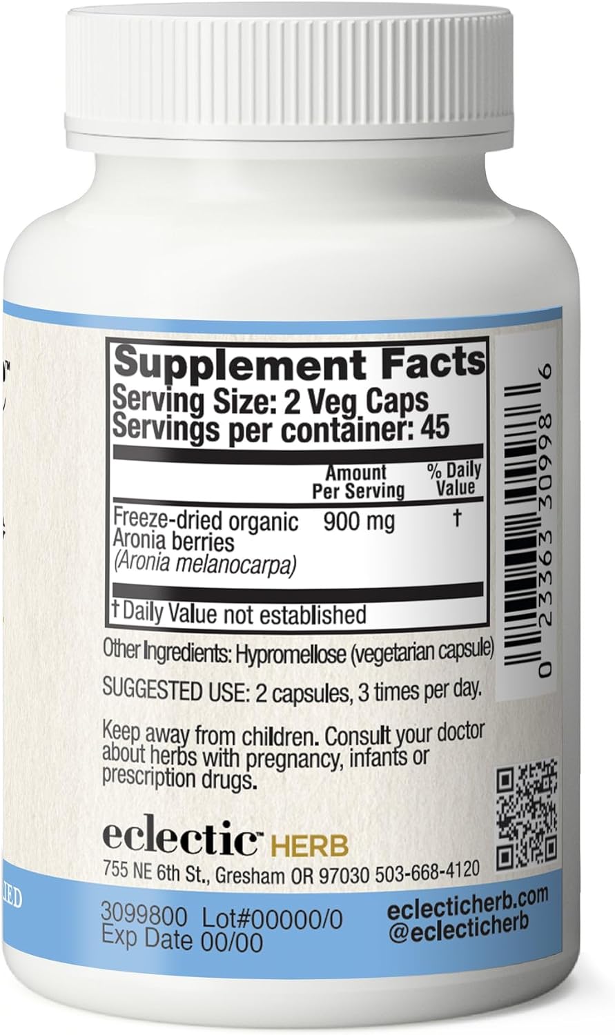Organic Aronia Berry Capsules - Supports Heart, Immune System, Digestive & Urinary Tract - 90 CT (450 mg)