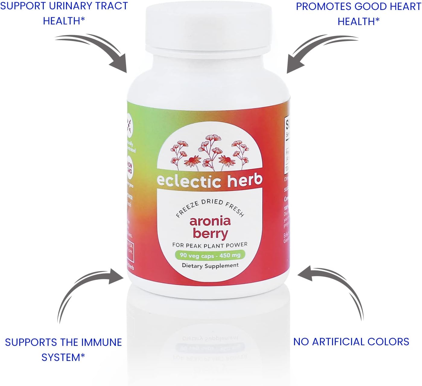 Organic Aronia Berry Capsules - Supports Heart, Immune System, Digestive & Urinary Tract - 90 CT (450 mg)