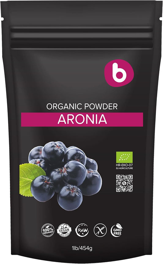 Organic Aronia Berry Powder: Immune-Boosting Black Chokeberry Supplement - High Anthocyanin & Polyphenols - Superfood - Vegan, Gluten-Free - 1lb