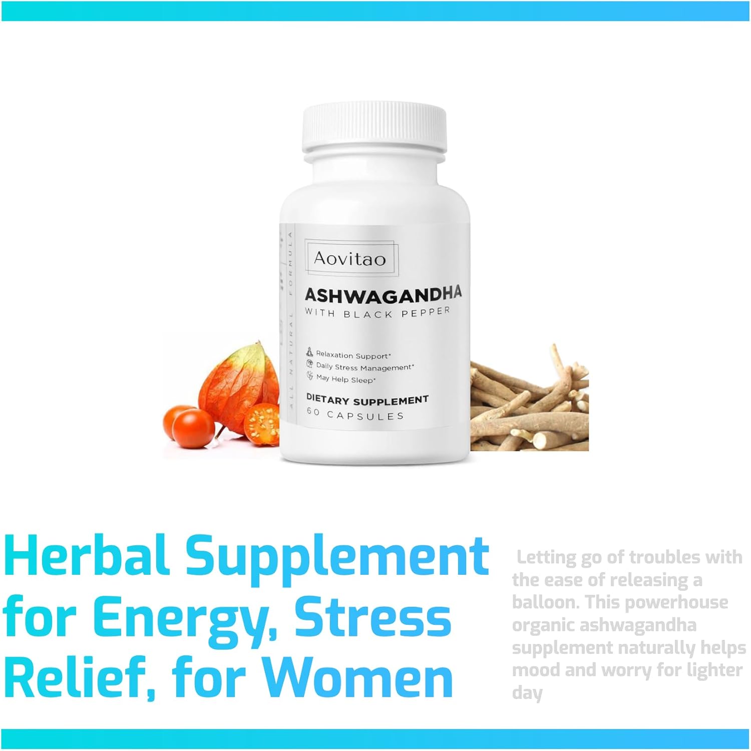 Organic Ashwagandha Capsules for Women - Vegan Stress Relief & Immune Support Supplement with Balanced Energy & Mood Boost