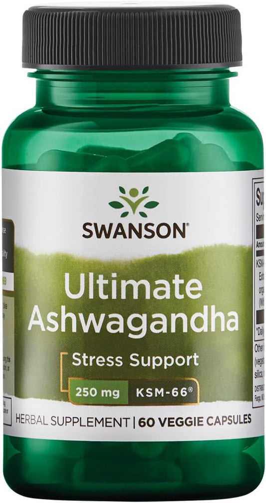 Organic Ashwagandha KSM-66 Capsules - Natural Stress Relief & Relaxation Supplement - Promotes Calm Mindset - 60 Veggie Capsules, 250mg