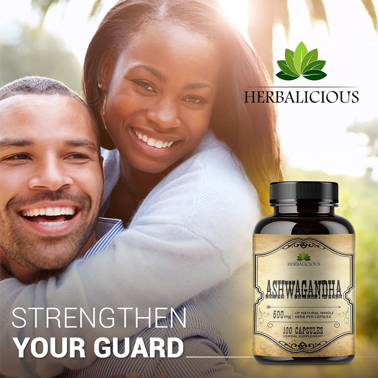 Organic Ashwagandha Liquid Drops - Natural Stress Relief, Mood Booster & Sleep Aid - Non-GMO Vegetarian Formula (100 Capsules)