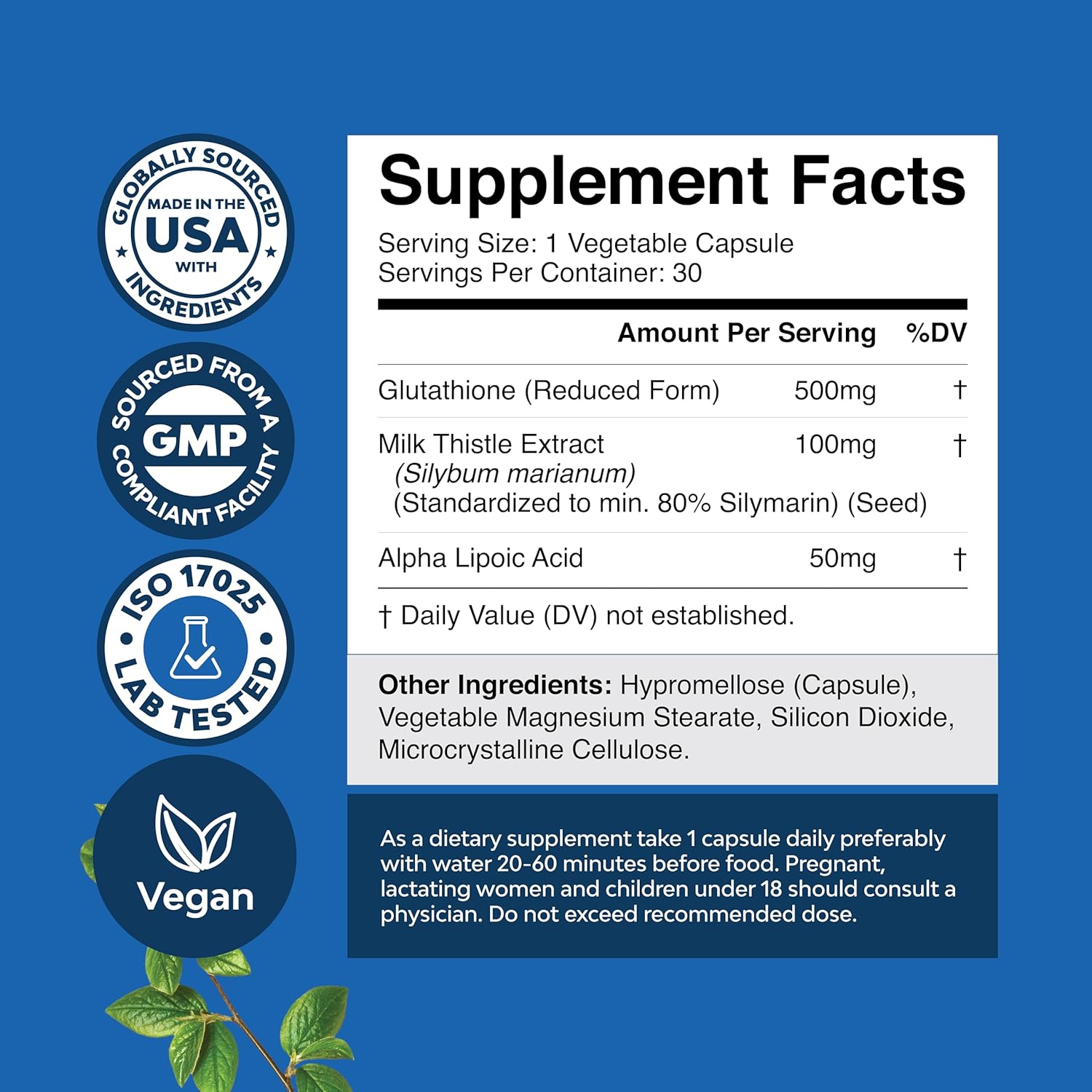 Organic Ashwagandha Liquid Drops with Reduced Glutathione Supplement for Energy, Stress, and Mood Support