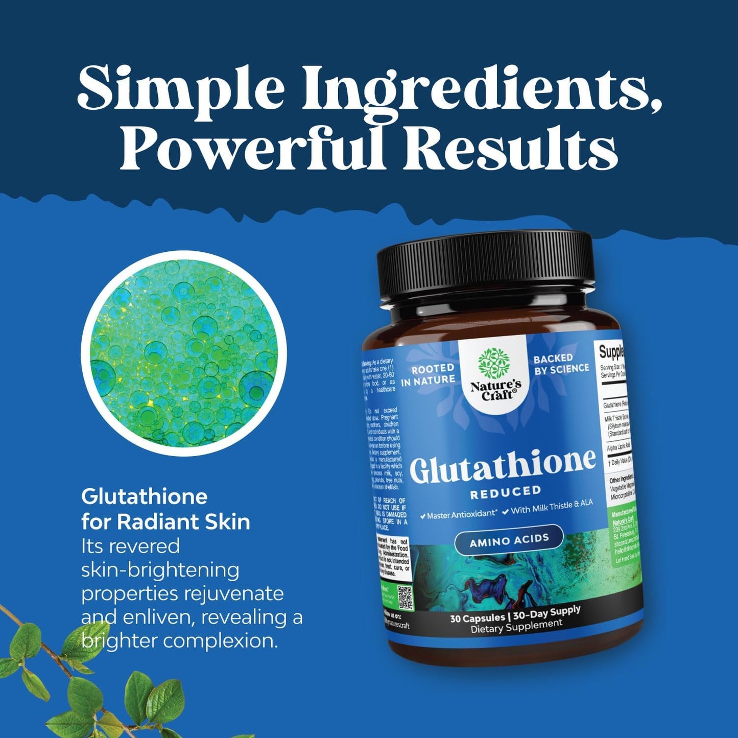 Organic Ashwagandha Liquid Drops with Reduced Glutathione Supplement for Energy, Stress, and Mood Support