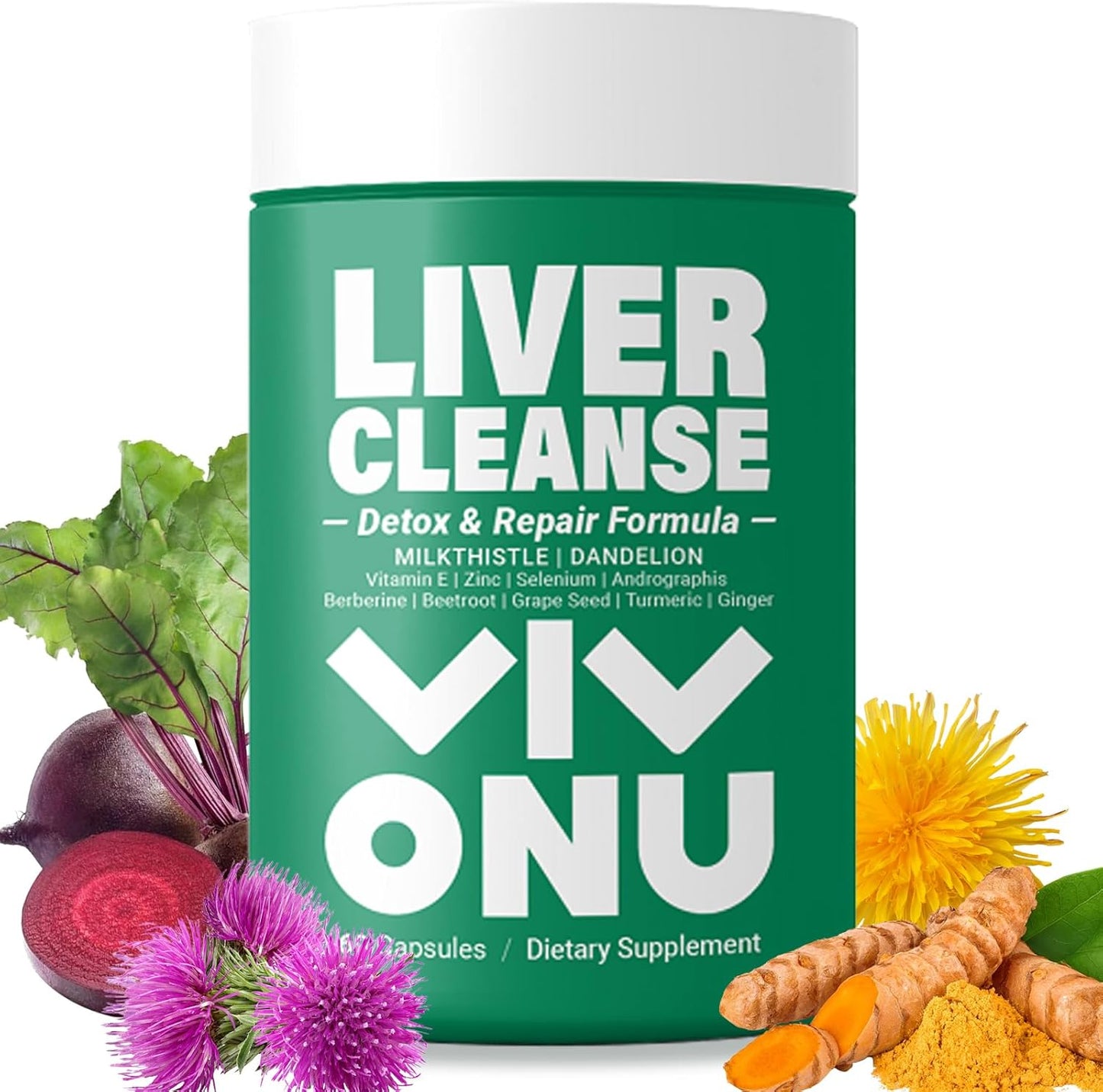 Organic Ashwagandha Liver Cleanse Capsules with Milk Thistle Support - Detox & Repair Formula