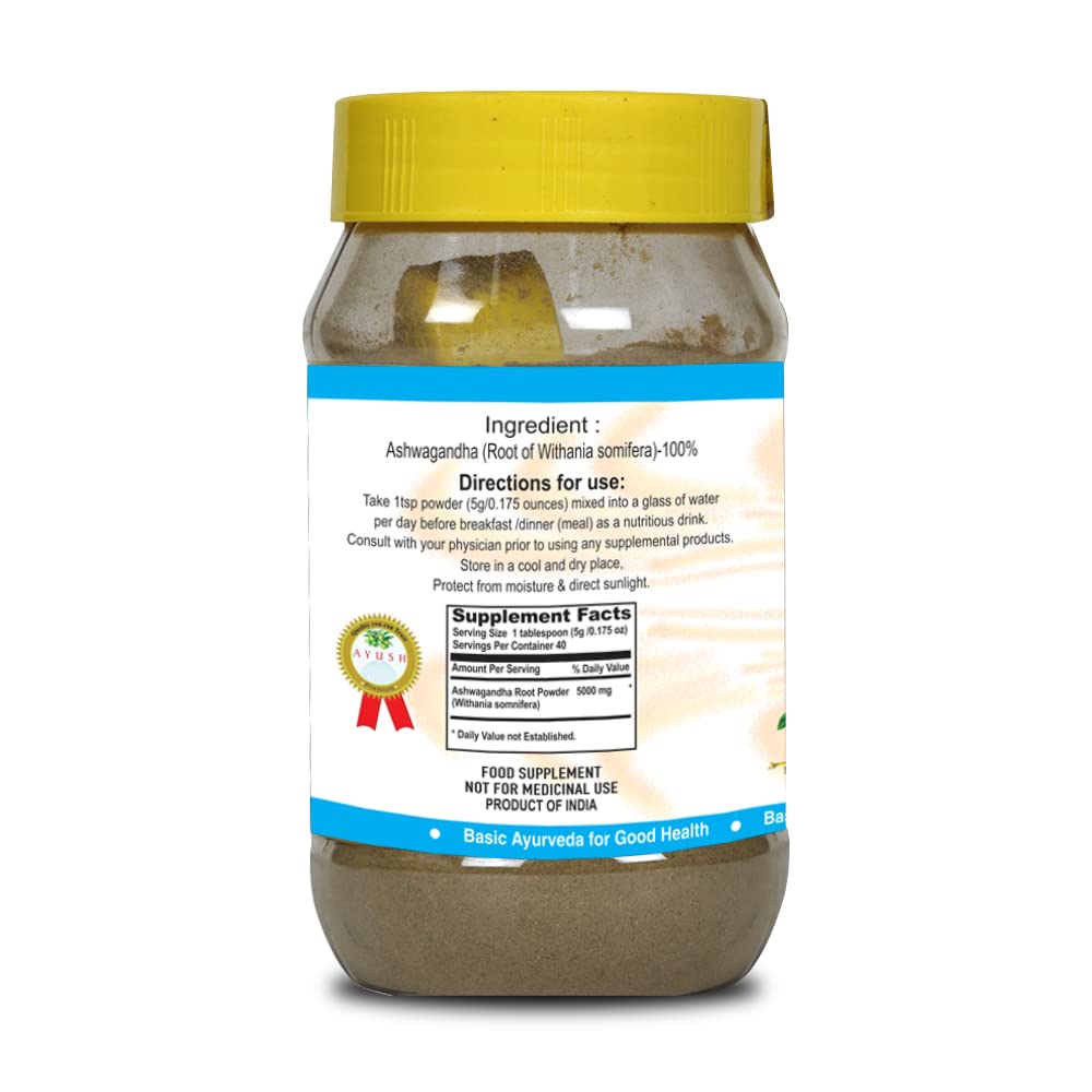 Organic Ashwagandha Powder | Indian Ginseng Root Extract | Energy, Focus, Mood Support | Ayurvedic Herbal Supplement 7.05 Oz