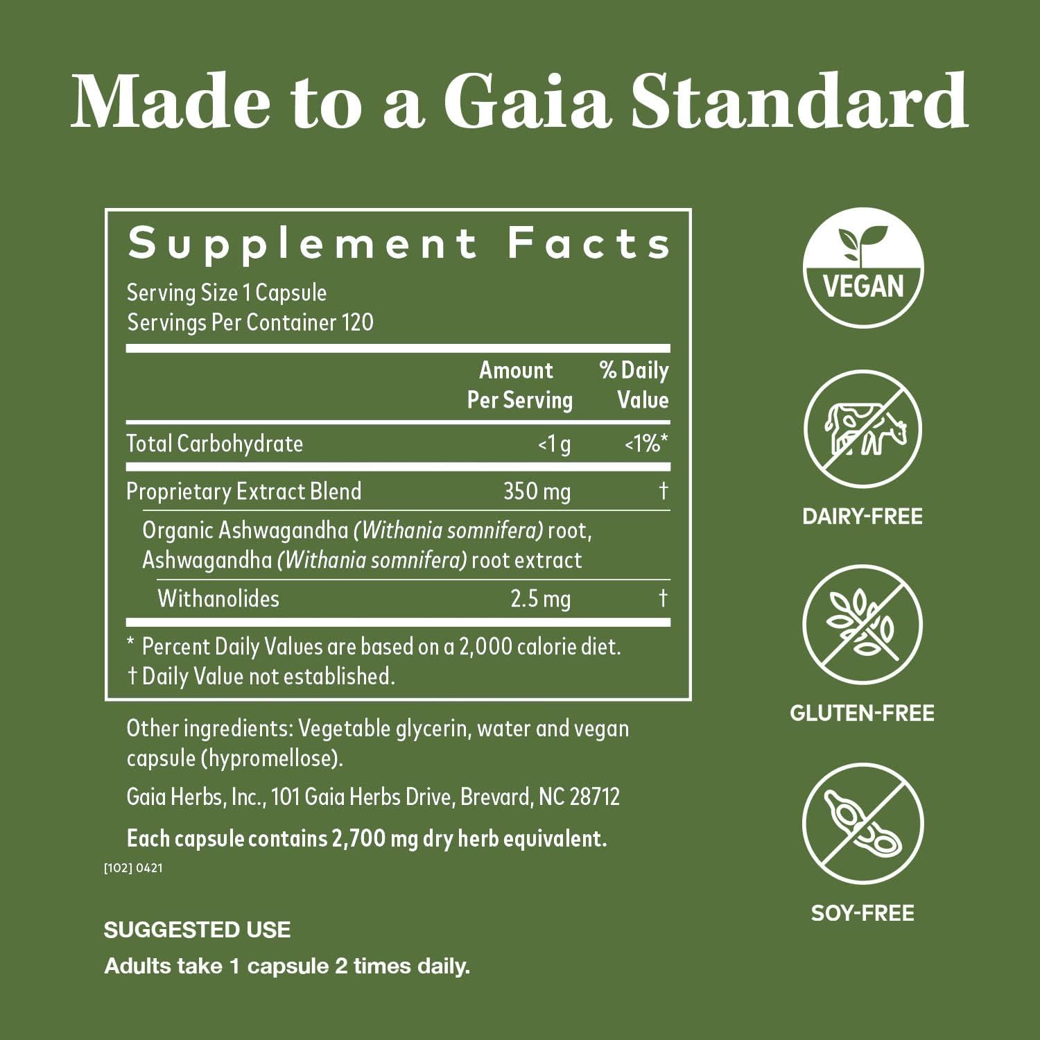 Organic Ashwagandha Root Capsules for Thyroid Support and Metabolic Balance - 120 Vegan Liquid Phyto-Capsules