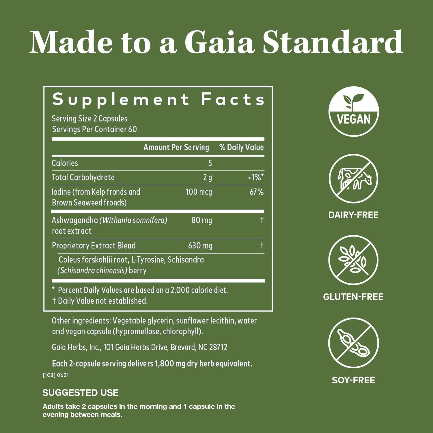 Organic Ashwagandha Root Capsules for Thyroid Support and Metabolic Balance - 120 Vegan Liquid Phyto-Capsules