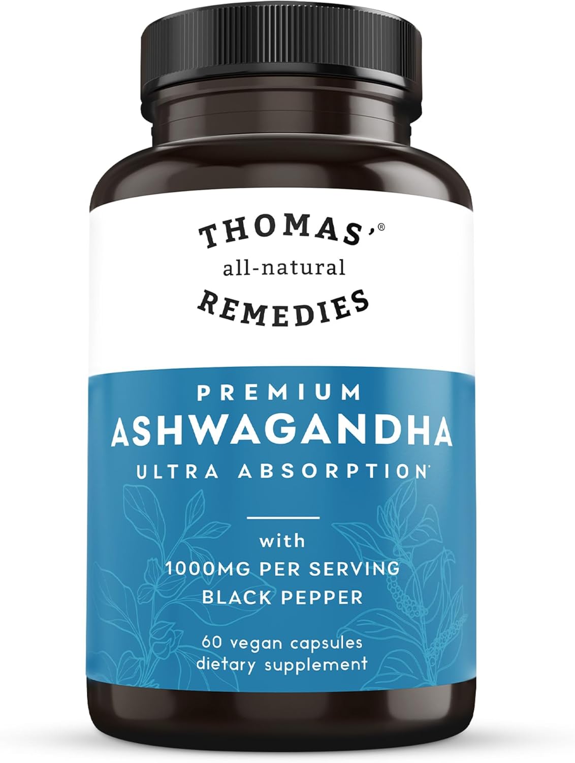 Organic Ashwagandha Stress Support Supplement with Pure 1000mg, Enhanced Absorption, Vegan Formula