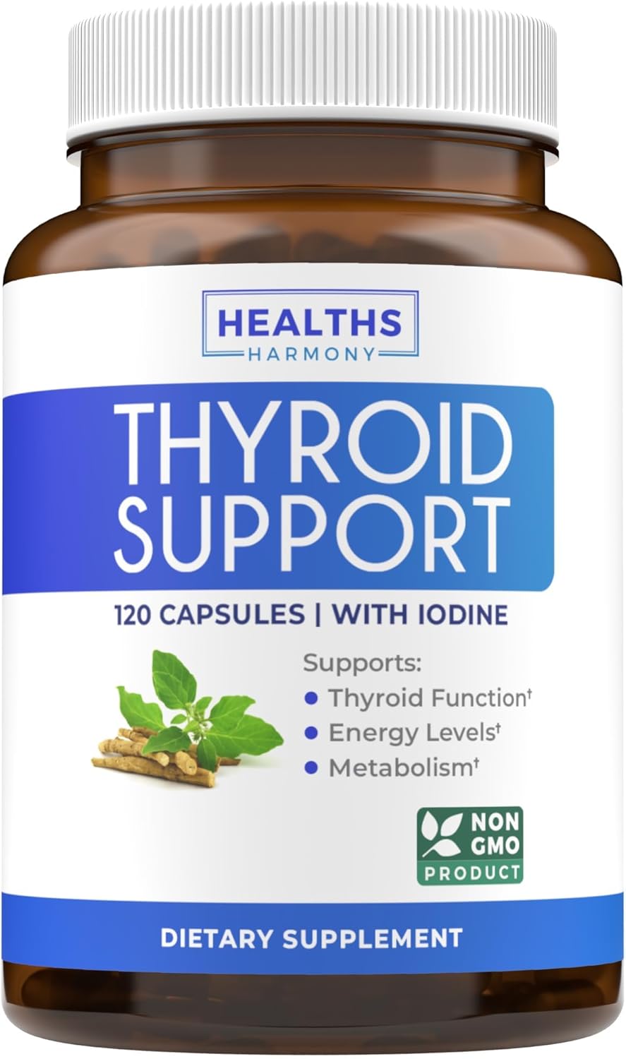 Organic Ashwagandha Supplement for Thyroid Support - Daily Energy Boost for Men & Women - 1-Month Supply