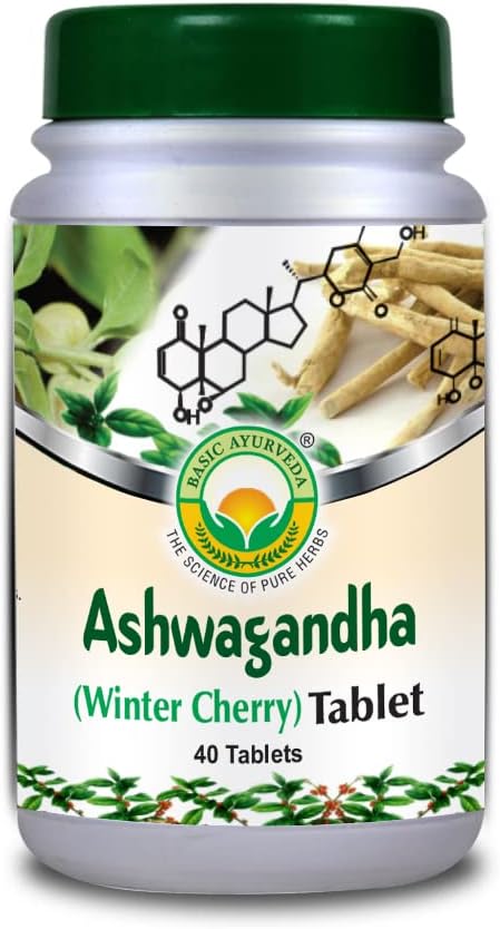 Organic Ashwagandha Supplement Tablets | 1000mg | Ayurvedic Indian Ginseng Pills | 40 Count | Easy to Swallow