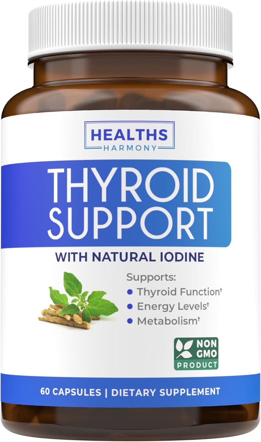 Organic Ashwagandha & Thyroid Balance Pack - Adrenal & Cortisol Support for Energy (2-Month Supply)