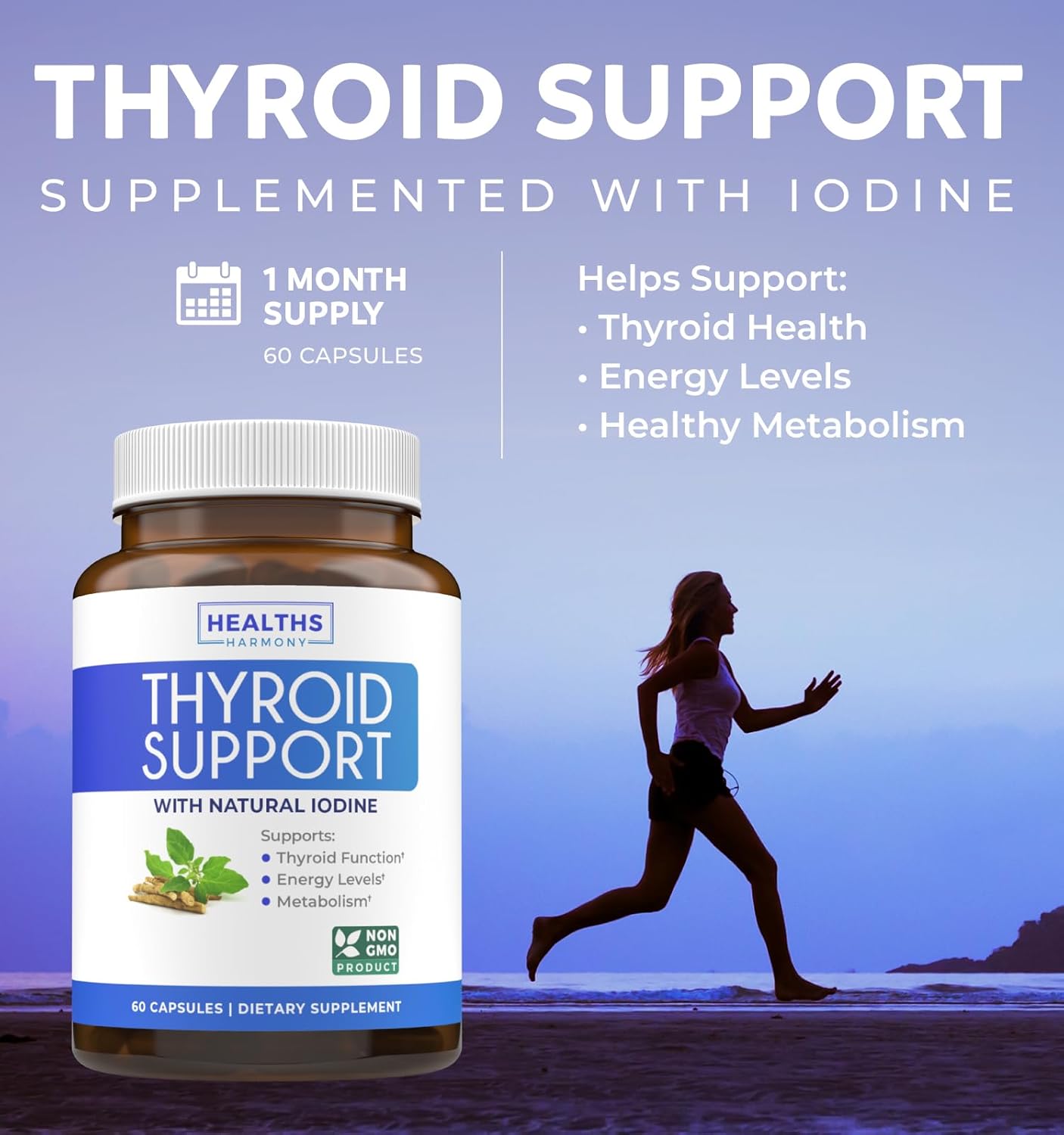 Organic Ashwagandha & Thyroid Balance Pack - Adrenal & Cortisol Support for Energy (2-Month Supply)