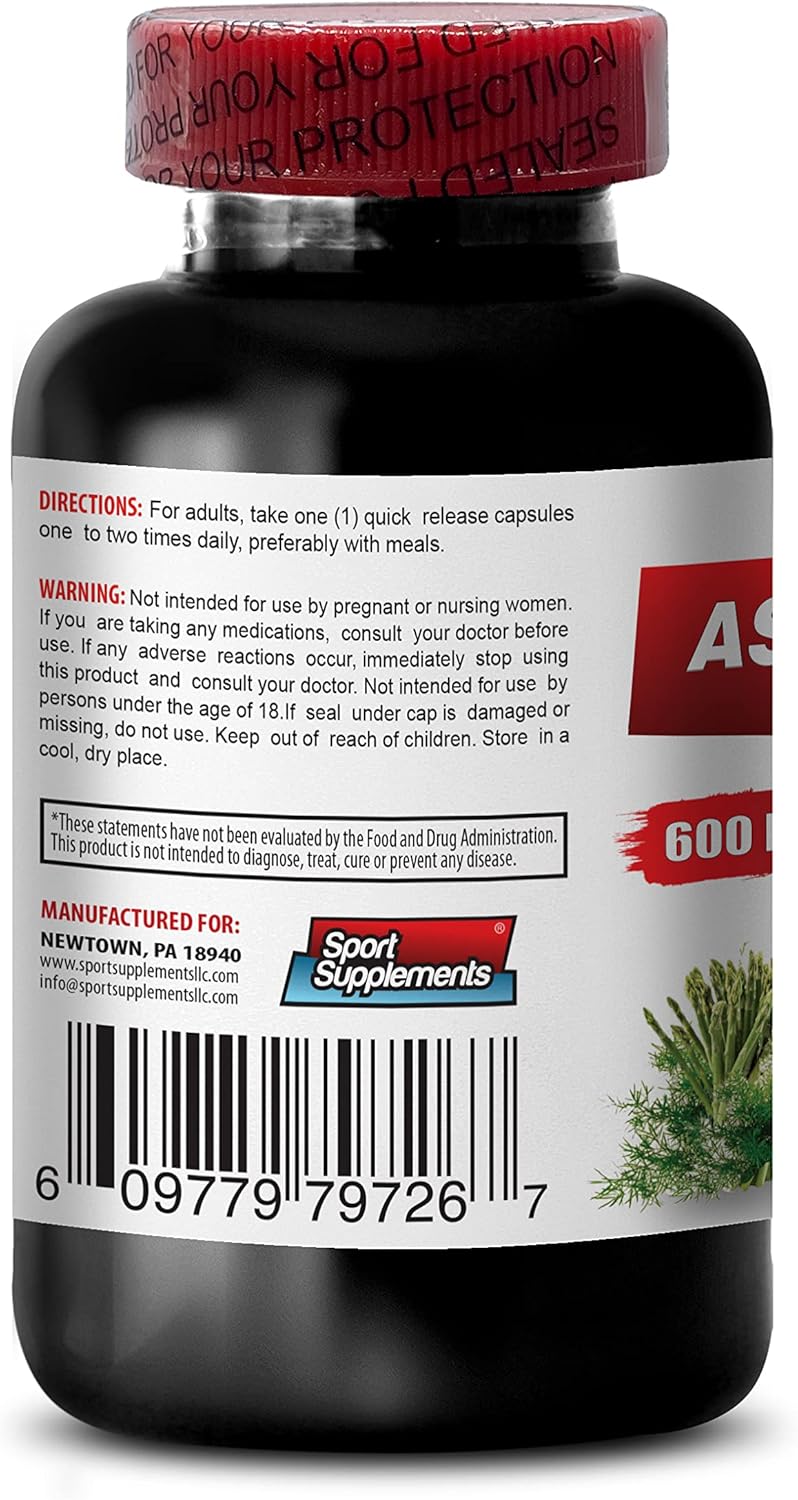 Organic Asparagus Young Shoots Extract Capsules - 600mg Antioxidant Formula - Water Pills - 2 Bottles, 120 Capsules