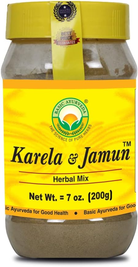 Organic Ayurvedic Karela & Jamun Herbal Mix Powder for Healthy Skin, Hair, and Eyes - 7.05 Oz (200g)