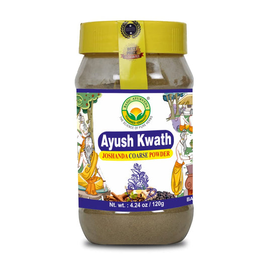 Organic Ayurvedic Kwath Kadha Powder with Cinnamon Ginger & Holy Basil for Herbal Tea & Hot Drinks - 4.23 Oz (120g)