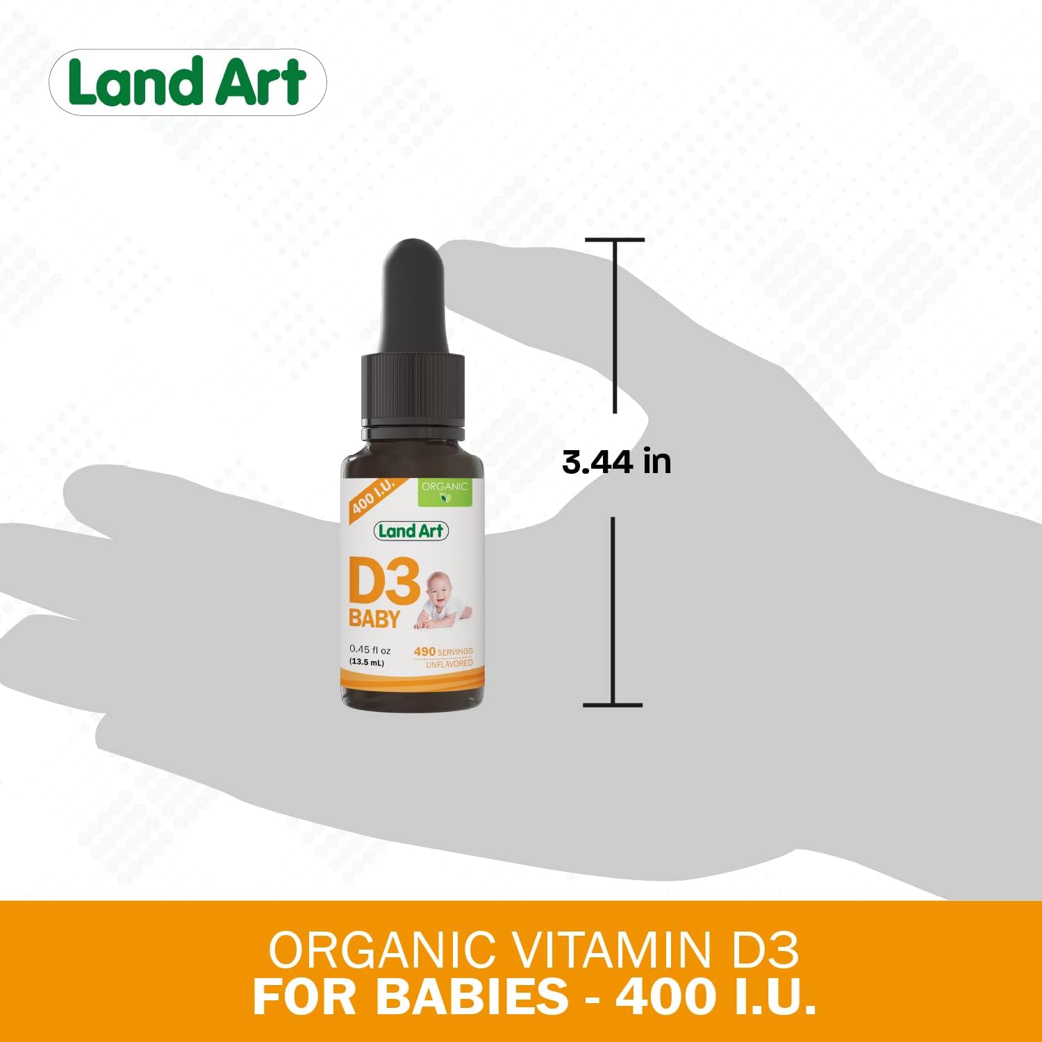 Organic Baby Vitamin D3 Drops - 400 IU per Drop - 490 Servings - Bone and Teeth Health - Non-GMO - Gluten Free - 0.45 fl oz (Pack of 2)