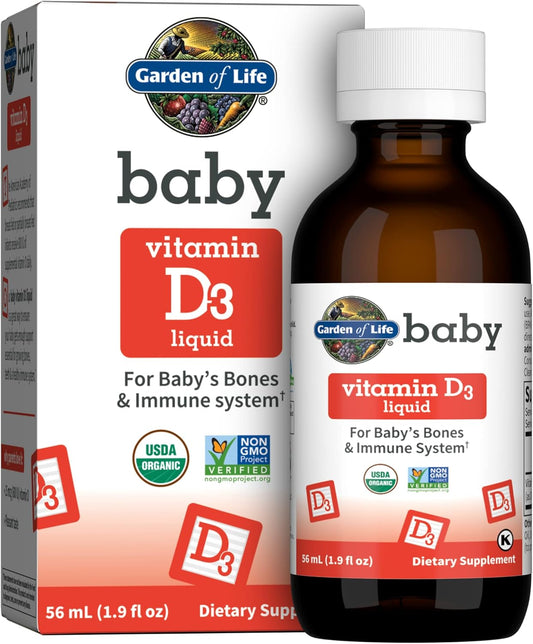 Organic Baby Vitamin D3 Liquid - 600 IU (15 mcg) for Bone & Immune Support - Gluten Free & Non-GMO - 56 mL - BoostGo Australia