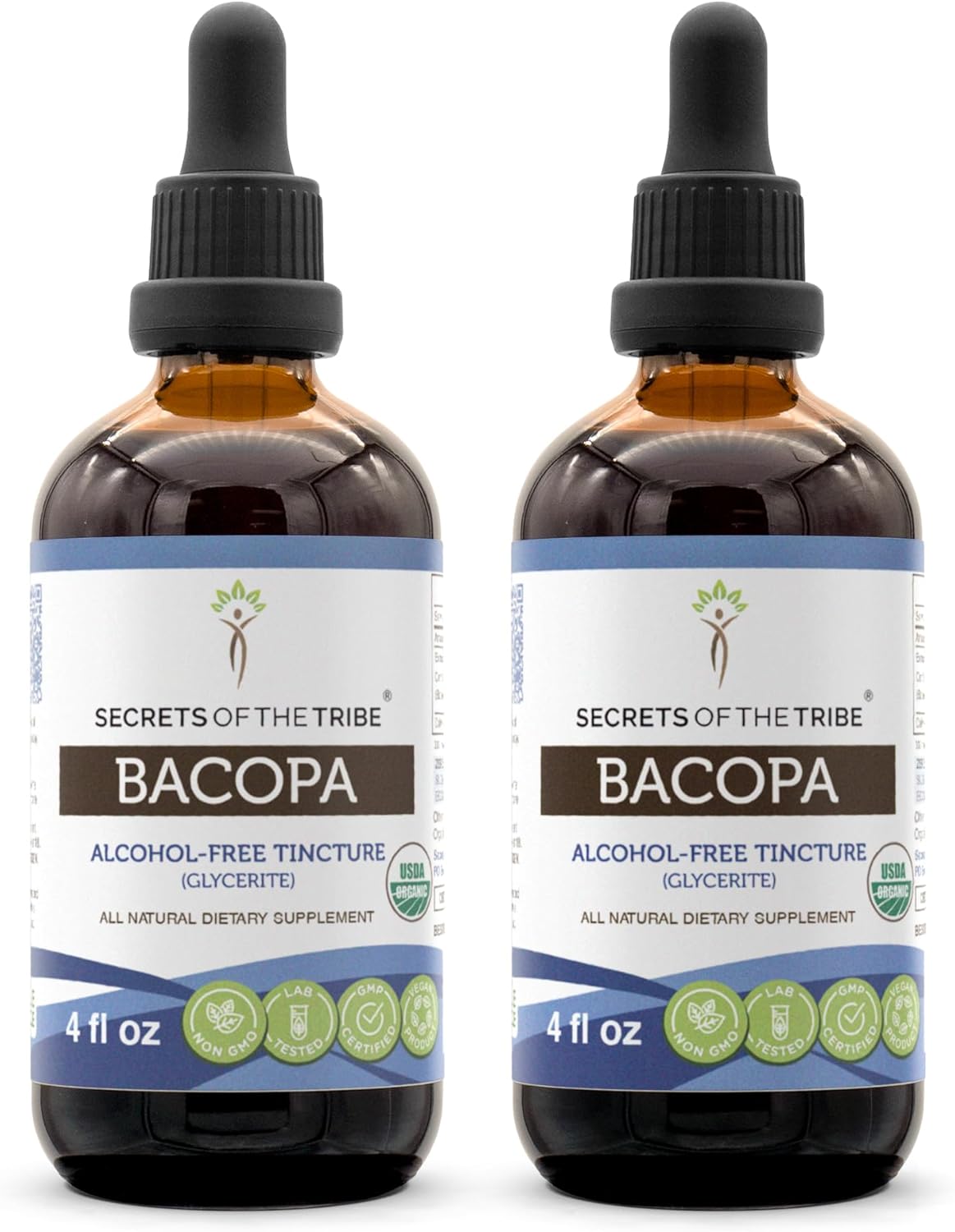 Organic Bacopa Extract Drops - High-Potency Alcohol-Free Herbal Supplement from Certified Bacopa Monnieri Herb