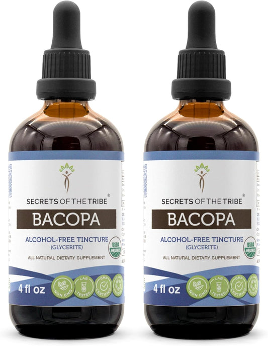 Organic Bacopa Extract Drops - High-Potency Alcohol-Free Herbal Supplement from Certified Bacopa Monnieri Herb