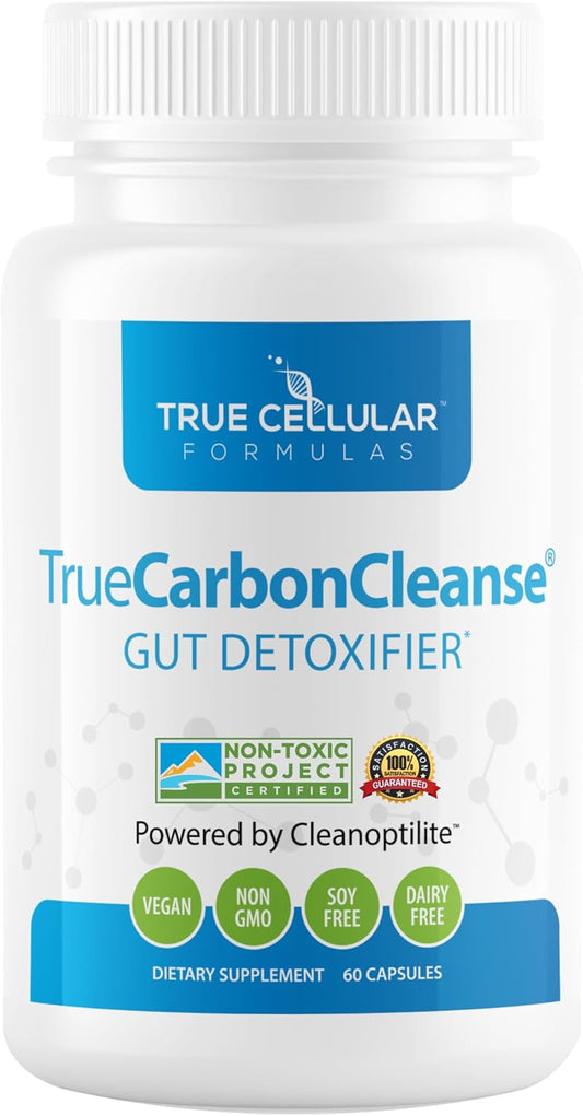 Organic Bamboo Activated Charcoal Capsules - Gut Detox & Binder - TrueCarbonCleanse™ - 60 Capsules - Vegan, Non GMO, Gluten & Soy Free