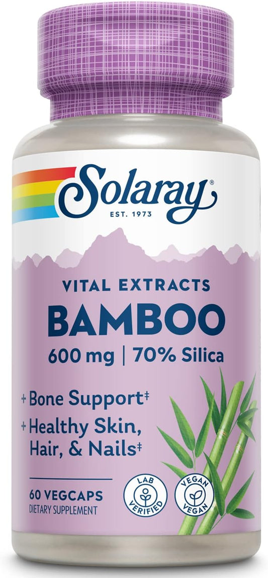 Organic Bamboo Stem Extract Capsules - 600mg | Supports Hair, Skin, Nails, Bones & Tissues | Non-GMO, Vegan, Lab Tested | 60 VegCaps