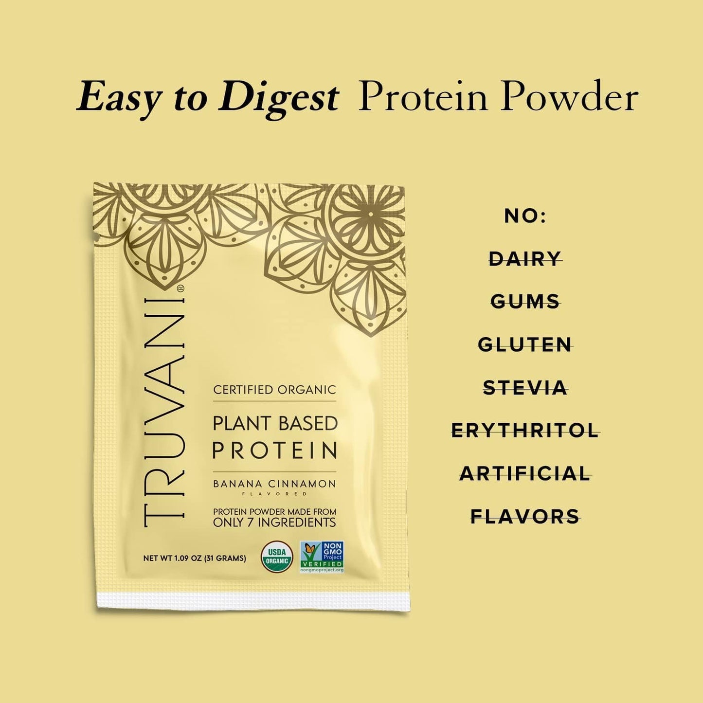 Organic Banana Cinnamon Vegan Pea Protein Powder - 20g Plant Based Protein, Keto, Gluten & Dairy Free, Low Carb, No Sugar - 10 Travel Packets