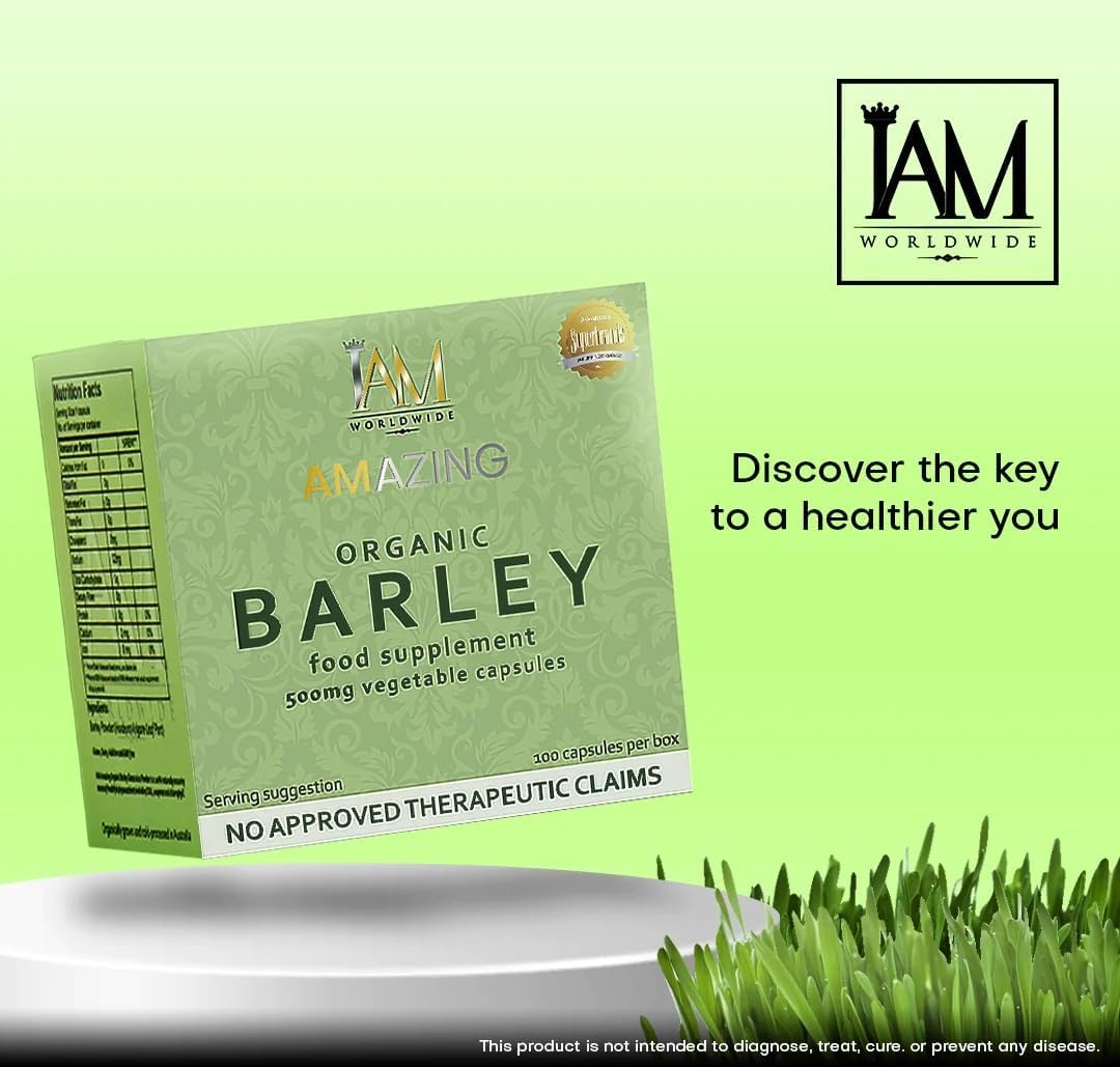 Organic Barley Capsules from Australia - 100 Capsules x 500 mg by IAM WORLDWIDE