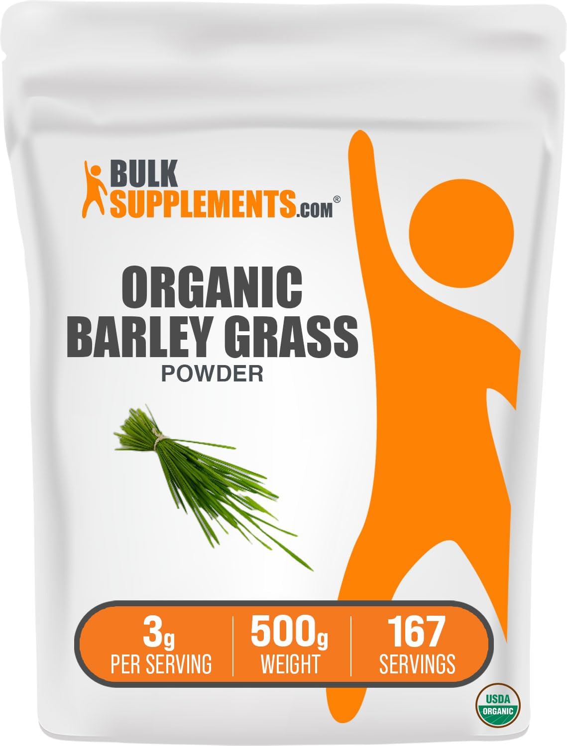 Organic Barley Grass Powder - Vegan-Friendly Green Superfood Supplement, 3g per Serving, 500g (1.1 lbs) Pack of 1