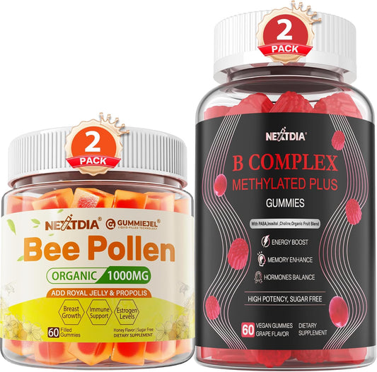 Organic Bee Pollen and Vegan B Complex Gummies for Women's Breast Growth
