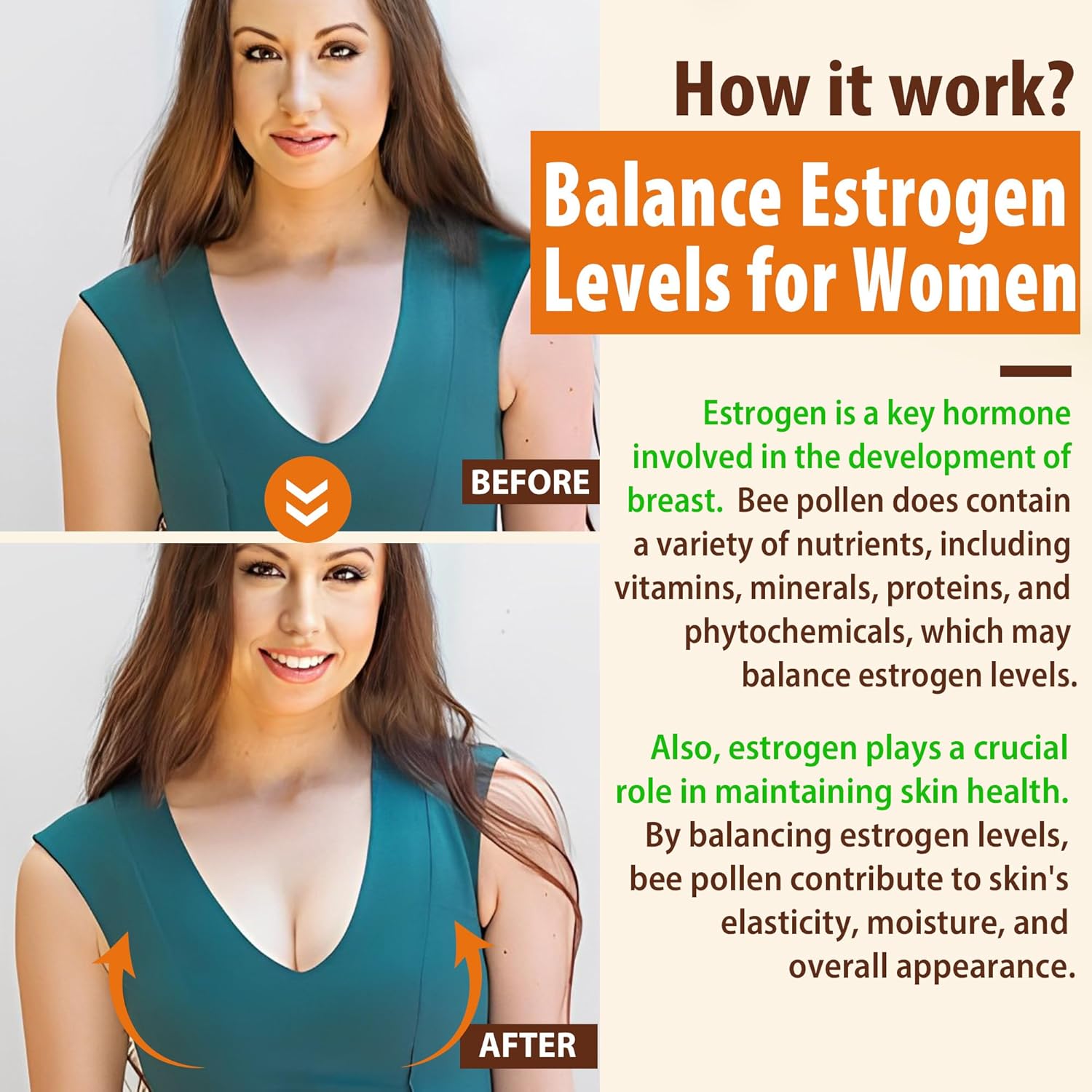 Organic Bee Pollen and Vegan B Complex Gummies for Women's Breast Growth