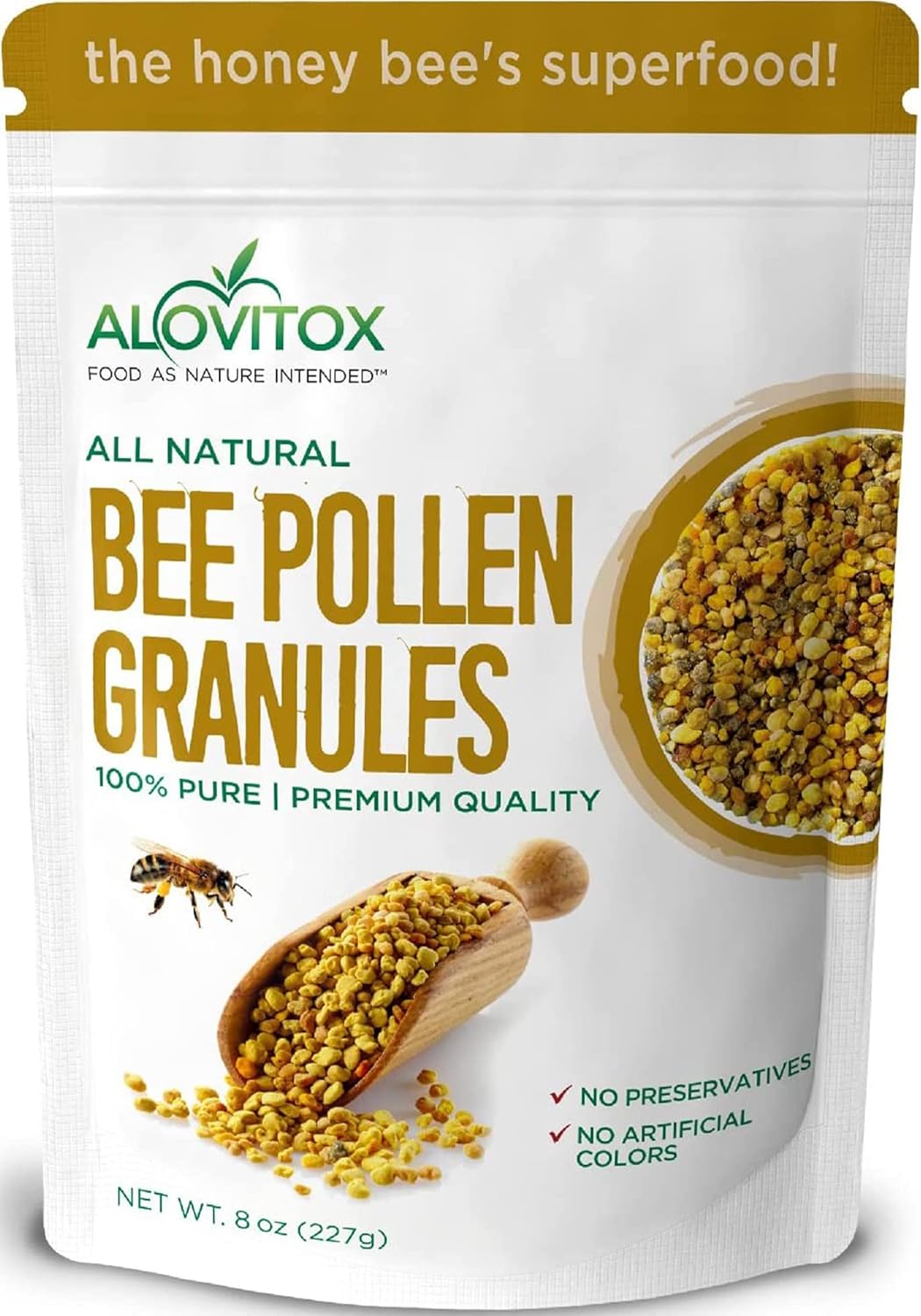 Organic Bee Pollen Granules for Bearded Dragons | 100% Pure Superfood with Antioxidants and Vitamins | 8 Oz Gluten-Free Nutritional Yeast