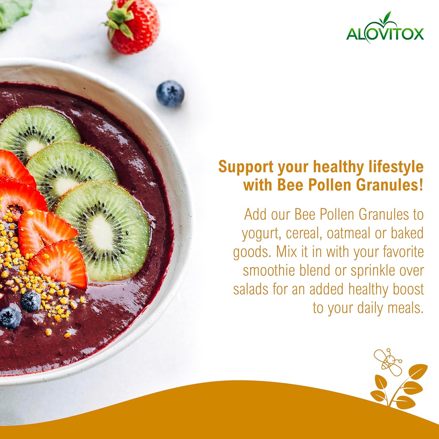 Organic Bee Pollen Granules for Bearded Dragons | 100% Pure Superfood with Antioxidants and Vitamins | 8 Oz Gluten-Free Nutritional Yeast