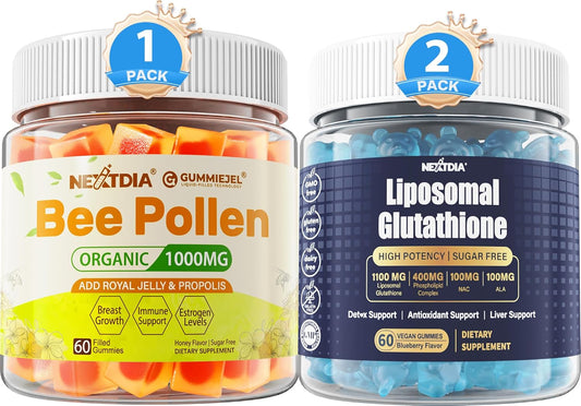 Organic Bee Pollen & Liposomal Glutathione Gummies for Women - Breast Growth Support