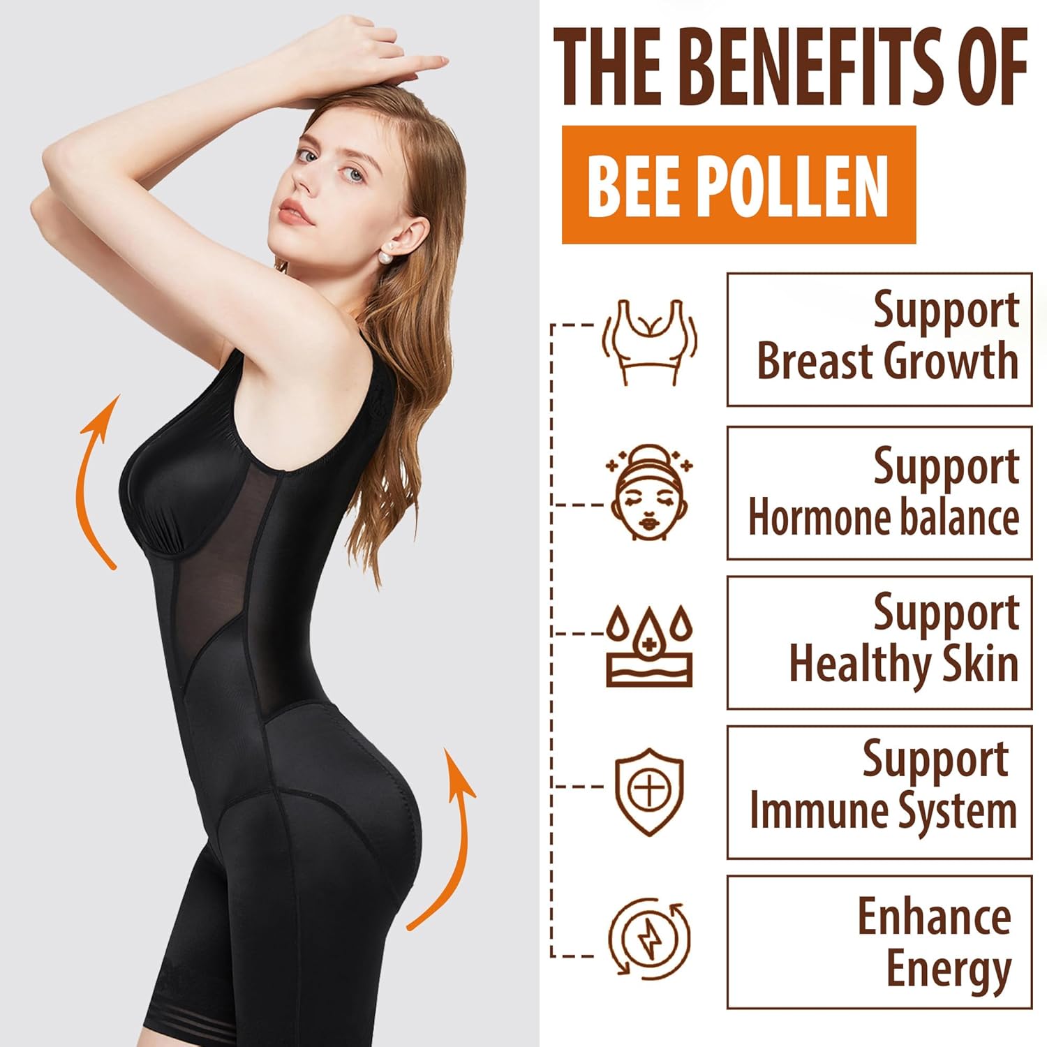 Organic Bee Pollen & Liposomal Glutathione Gummies for Women - Breast Growth Support