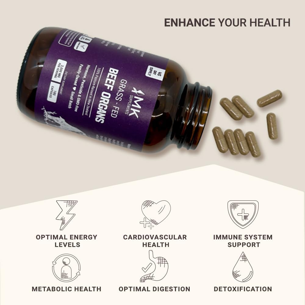 Organic Beef Liver, Bone Marrow, Organs, Heart & Spleen Supplements Starter Pack for Ultimate Health