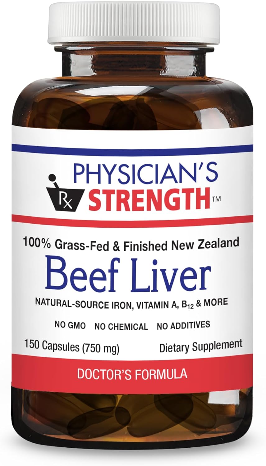 Organic Beef Liver Capsules - Natural Iron, Vitamin A & B12 Supplement - 100% Grass-Fed - Non-GMO - 30 Servings
