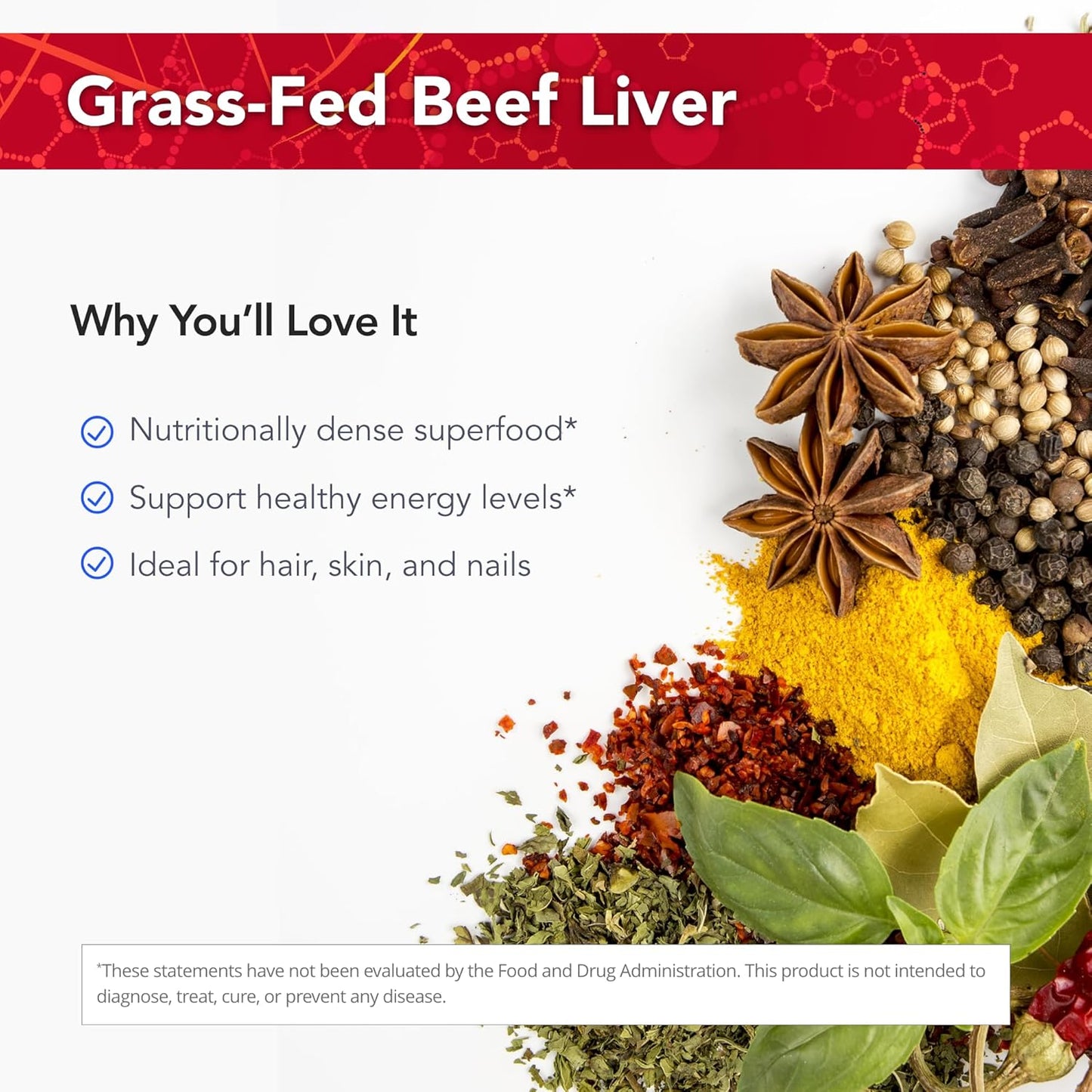 Organic Beef Liver Capsules - Natural Iron, Vitamin A & B12 Supplement - 100% Grass-Fed - Non-GMO - 30 Servings